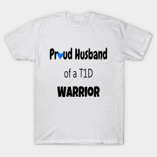 Copy of Proud Husband Black Text Blue Heart T-Shirt